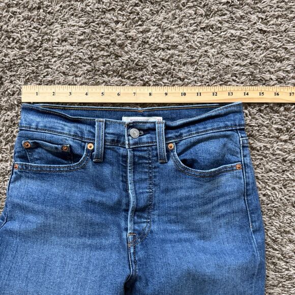 Levi's Women’s Wedgie Straight 27 Jeans Size 27x27 Blue Denim Frayed Hem Used - Picture 10 of 12